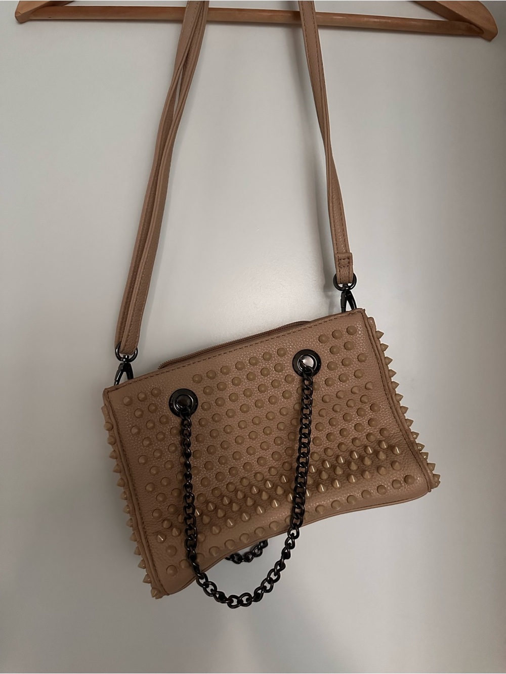 Studded Tan Crossbody Shoulder Bag
